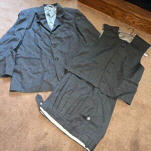 Mondo Uomo mens 3 piece gray wool suit sz 42R